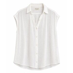 Masscob Button Up Shirt XS Gauze Linen Coastal Quiet Luxury Boho Euro Summer Top